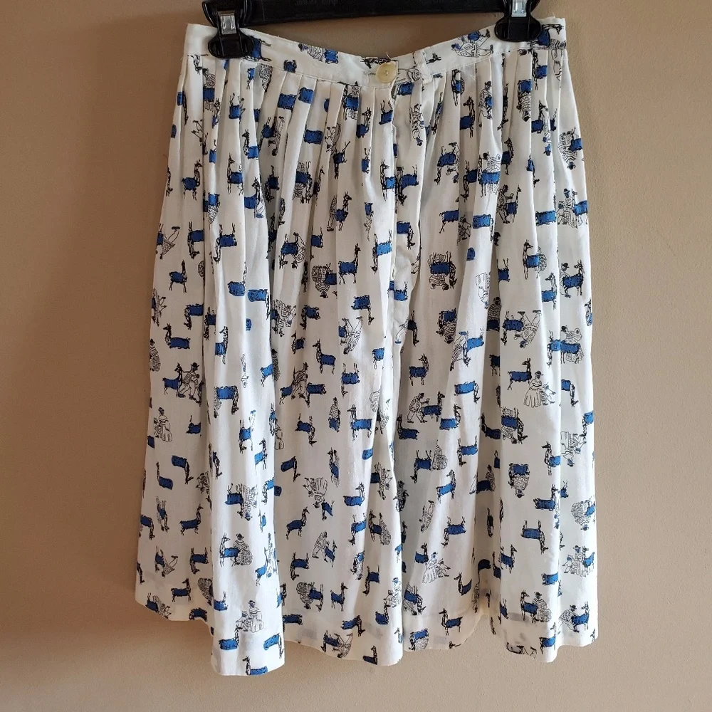 🐯Vintage Llama Print Skirt with belt sz M - Picture 9 of 11